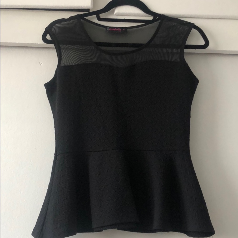 Annabelle peplum top with sheer stretch material